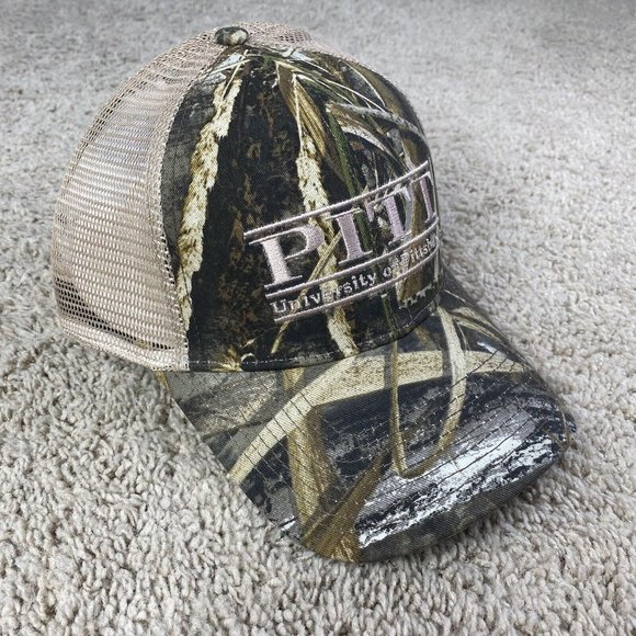 Pitt Panthers The Game Bar Hat Realtree Camo Max 5 Trucker Mesh Snapback Cap NWT - Picture 3 of 8